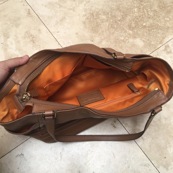 Coach tote bag smooth park leather carryall British tan handbag purse - Picture 8 of 9